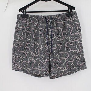 outerknown swim trunks men's Large 5.5" board shorts geometric print drawstring